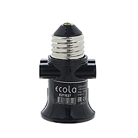 Переходник Ecola с Е27 на Е27, с выходом на розетки, 75 х 45 мм