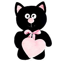 Мягкая игрушка Котик с сердцем черный 30 см