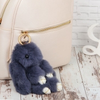 Брелок пушистик "Крольчонок темно-серый" 17х10х7 см